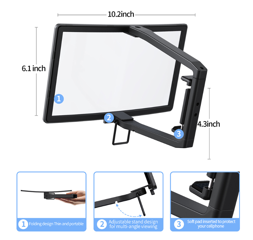 Universal Mobile Phone Screen Magnifier Folding Portable Video Amplificatore Projector Bracket Desktop Stand for 6.7 inch Phone