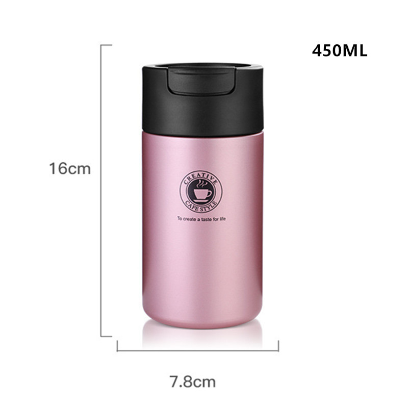 450ml Double Stainless steel 304 Coffee Mug Leak-Proof Thermos Mug Travel Thermal Cup Thermosmug For Gifts