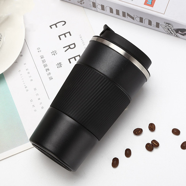 380ml Portable Stainless steel 304 Coffee Mug With Non-slip Case Thermos Mug Travel Thermal Cup Thermosmug For Gifts
