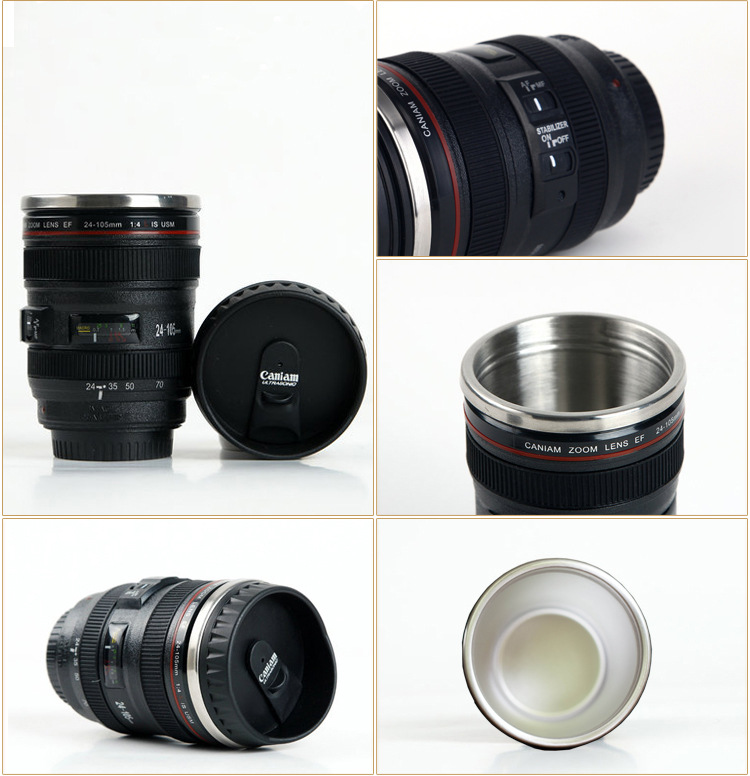 Creative Coffee Mug Stainless Steel Tea Cups Camera Lens Thermos Cup Water Bottle Thermal Mugs Insulated Tumbler Drinkware