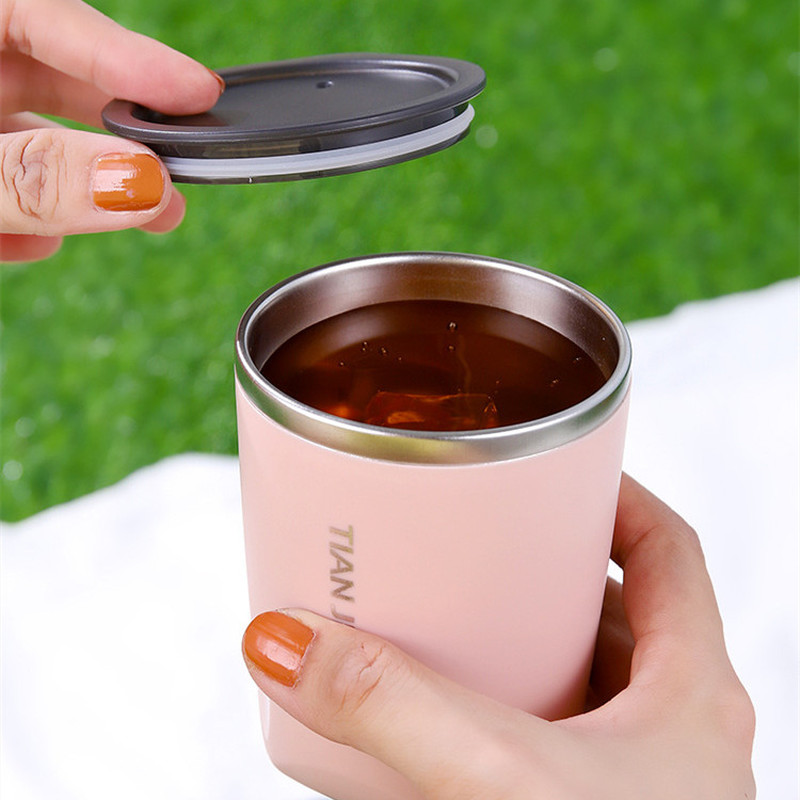 304 Stainless Steel Thermal Mug Beer Cups 300ml Couple Portable Cup for Coffee Water Bottle Vacuum Leakproof with Lids Drinkware