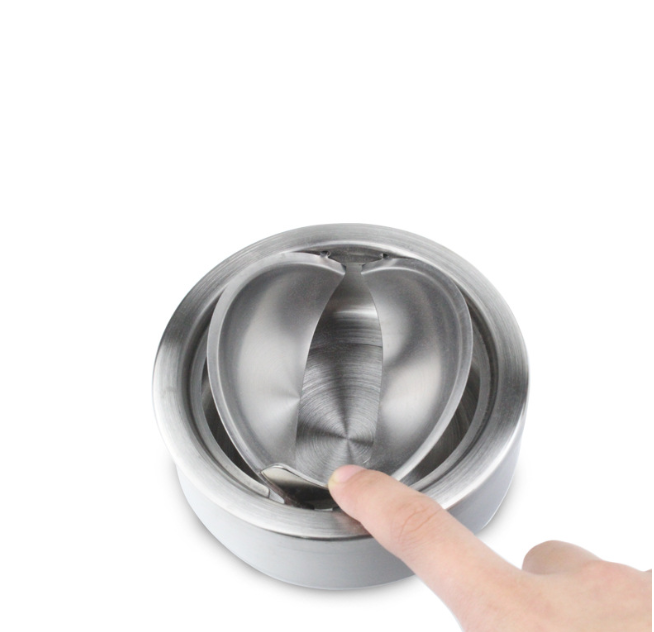 Ashtray Stainless Steel Ashtray With Lid For Cigarettes Stylish Windproof Automatical Ashtray For Outdoor Patio Indoor Decor