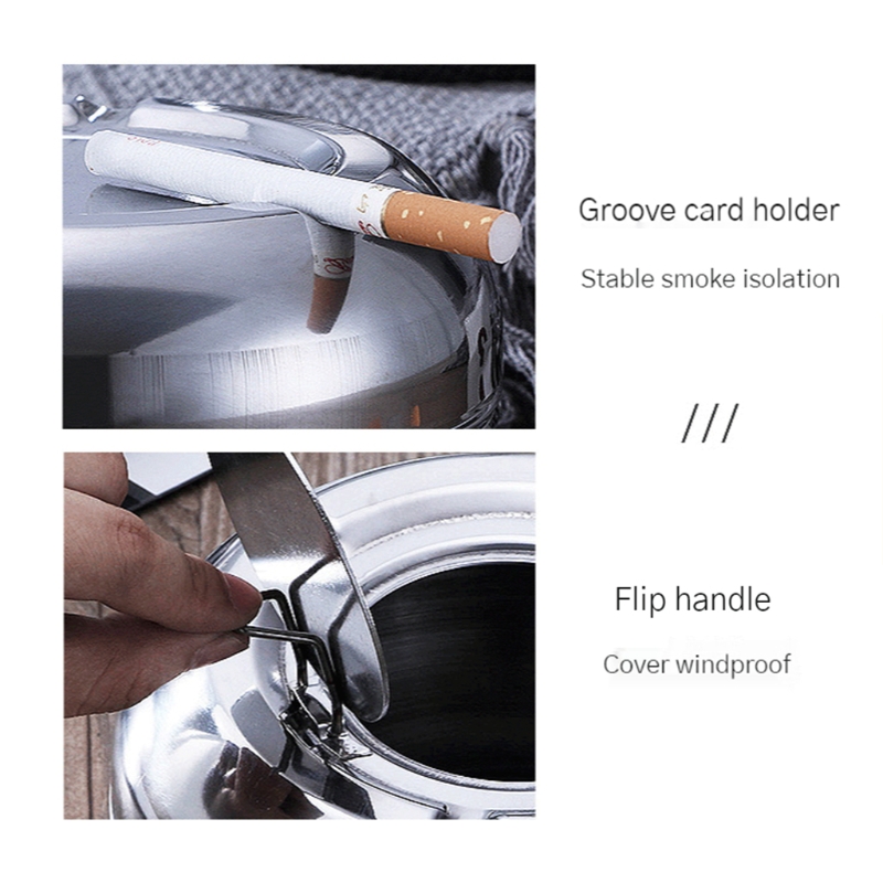 Ashtray Stainless Steel Simple Modern Outdoor Cigarettes Tray for Patio Tabletop Office Home Bedroom Yard Decoration Gifts