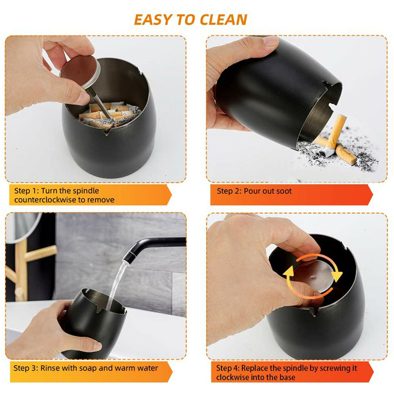 Stainless Steel Ashtray with Lid for Cigarettes Windproof Outdoor Cigar Ashtray Ash Tray Desktop Smoking Ash Holder Accessories