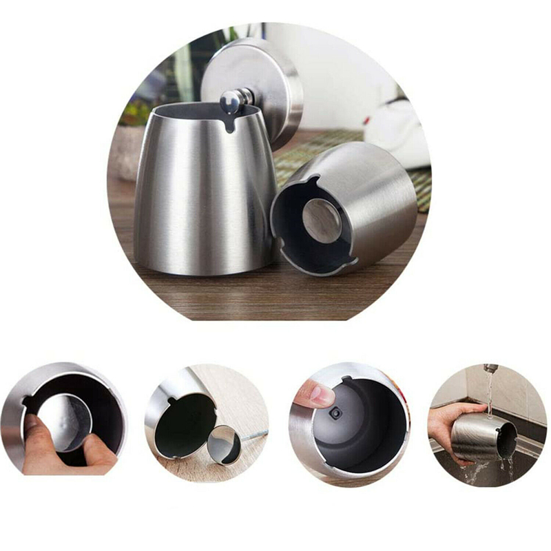 Stainless Steel Ashtray with Lid for Cigarettes Windproof Outdoor Cigar Ashtray Ash Tray Desktop Smoking Ash Holder Accessories