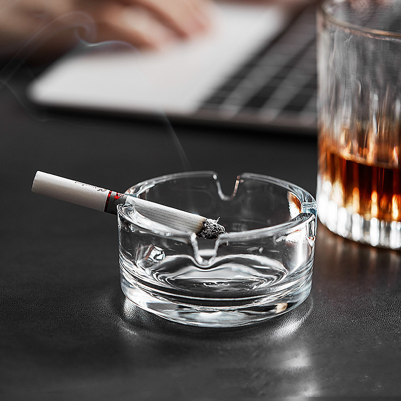 Lead-free Glass Ashtray MiniAsh Holder Clear Cigarette Ash Holder Smoking Accessories Hotel Home Table Decoration For