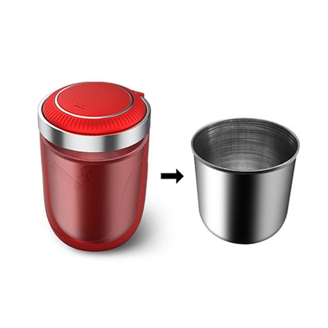 Portable LED Car Ashtray With Cover Cigarette Ash Holds Cup Indicator Ashtray Car Inside The Car multi-function Car Supplies