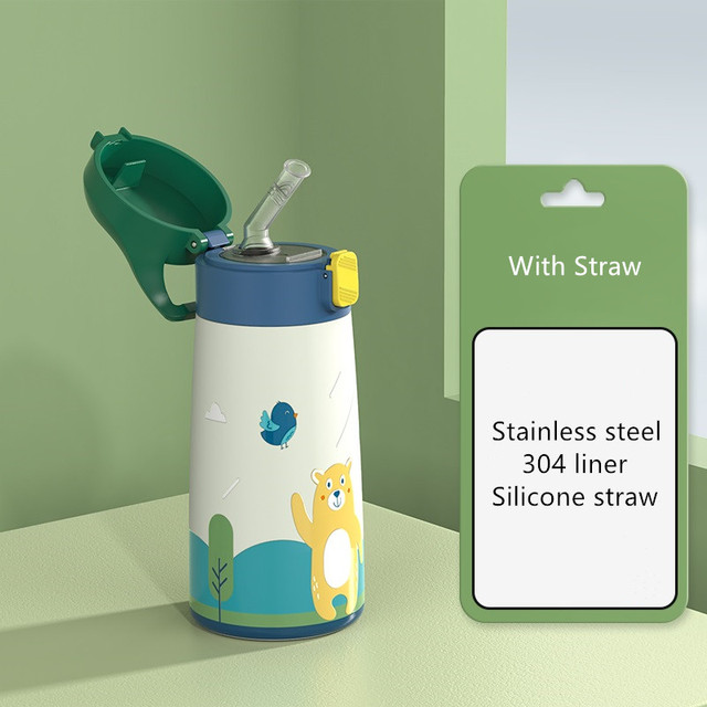 500ml Kids Thermos Double Stainless Steel Cute Cartoon Vacuum Flask Mug Thermal Water Bottle for Children Tumbler Cup