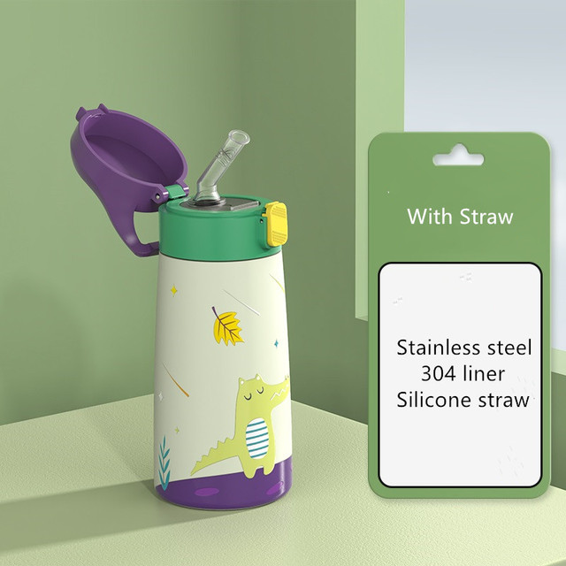 500ml Kids Thermos Double Stainless Steel Cute Cartoon Vacuum Flask Mug Thermal Water Bottle for Children Tumbler Cup