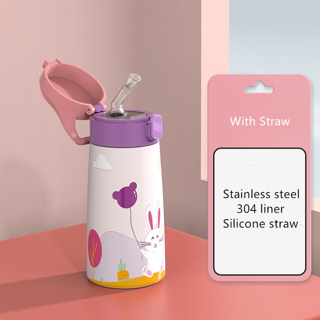 500ml Kids Thermos Double Stainless Steel Cute Cartoon Vacuum Flask Mug Thermal Water Bottle for Children Tumbler Cup