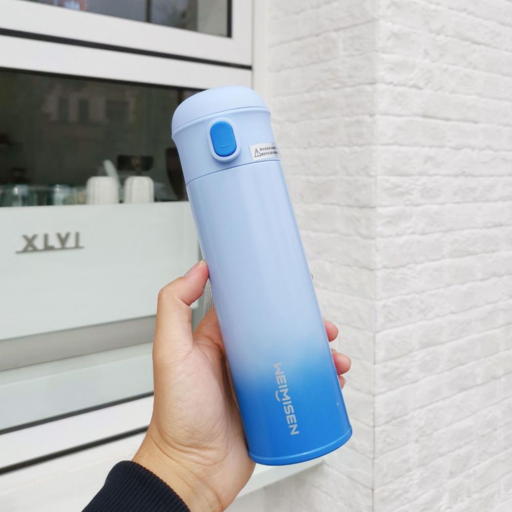 500ML Straw Thermos Cup Gradient 316 Stainless Steel Portable Water Cup Simple Vacuum Fashion Women's Bottle Home Outdoor Tools