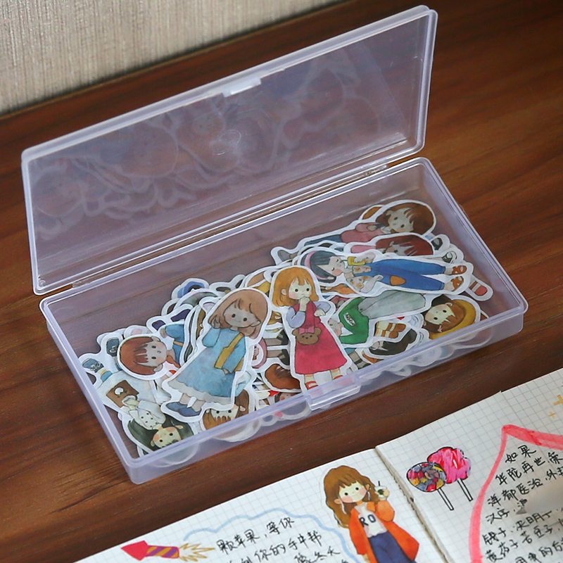 1 PC Stationery Stickers Plastic Storage Box Organizer Container Art Tool Case for Craft Desktop