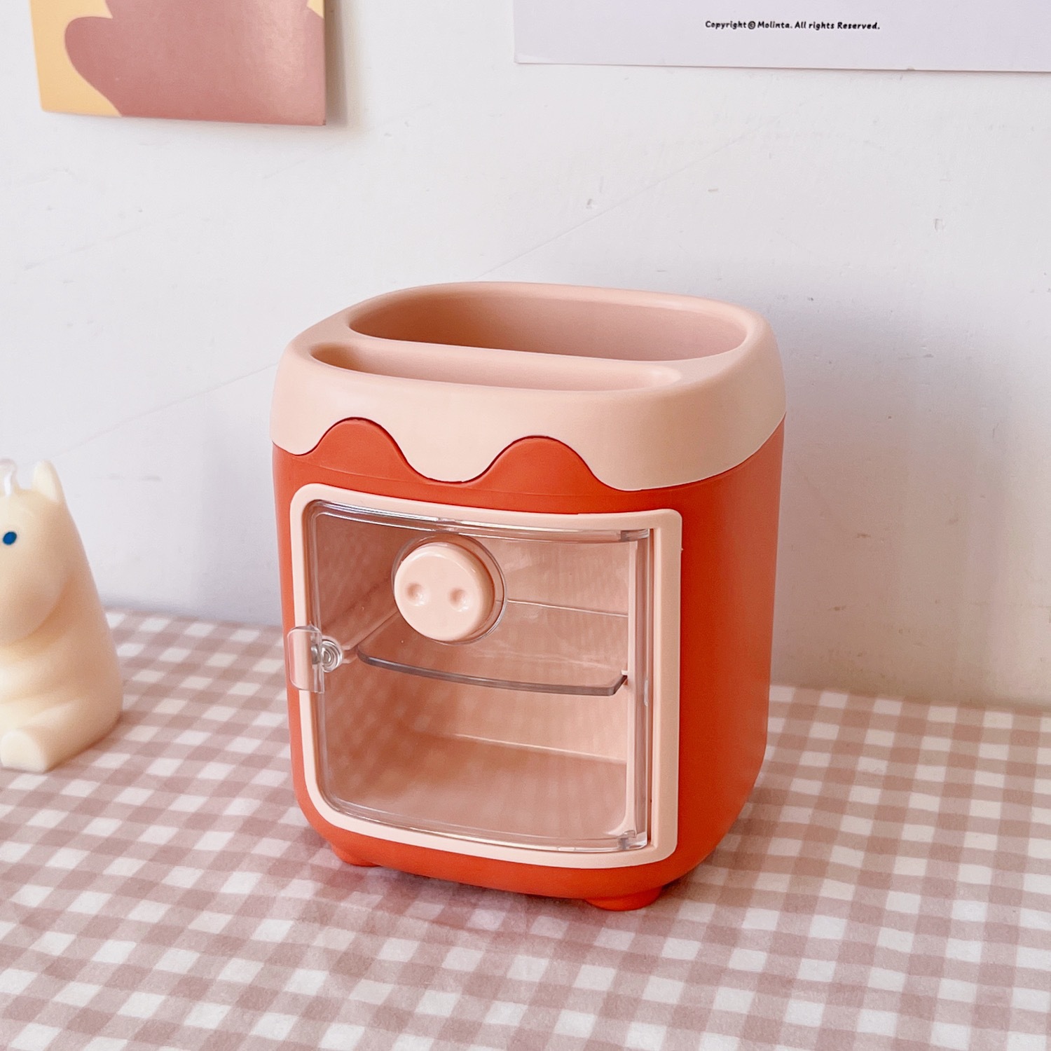 1PC Kawaii Pig Pen Pencil Pot Holder Brush Storage Container Desk Organizer Multifunction washi tape Stationery Office Supplies