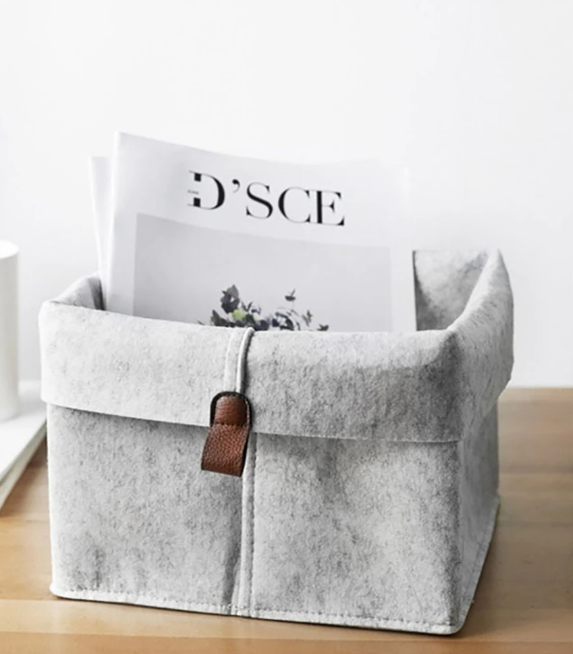 Creative Nordic Felt Storage Basket Convenient Folding Hallway Entrance Key Small Storage Box Office Desk Home Supply Organizer