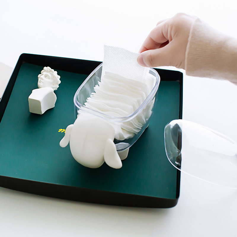 Creative Mini Plastic Container Cute Sheep Cotton Swab Storage Jewelry Box Household Dust-proof Desktop Makeup Desk Organizer