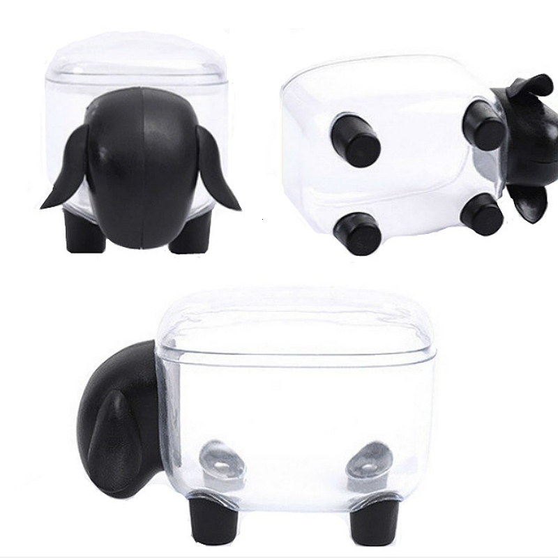 Creative Mini Plastic Container Cute Sheep Cotton Swab Storage Jewelry Box Household Dust-proof Desktop Makeup Desk Organizer