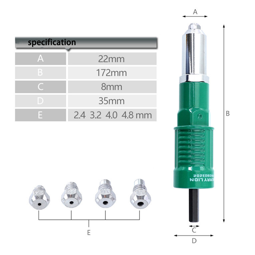 Electric Rivet Nut Gun Riveting Tool Cordless Riveting Drill Adaptor Insert Nut Tool Riveting Drill Adapter Rivets