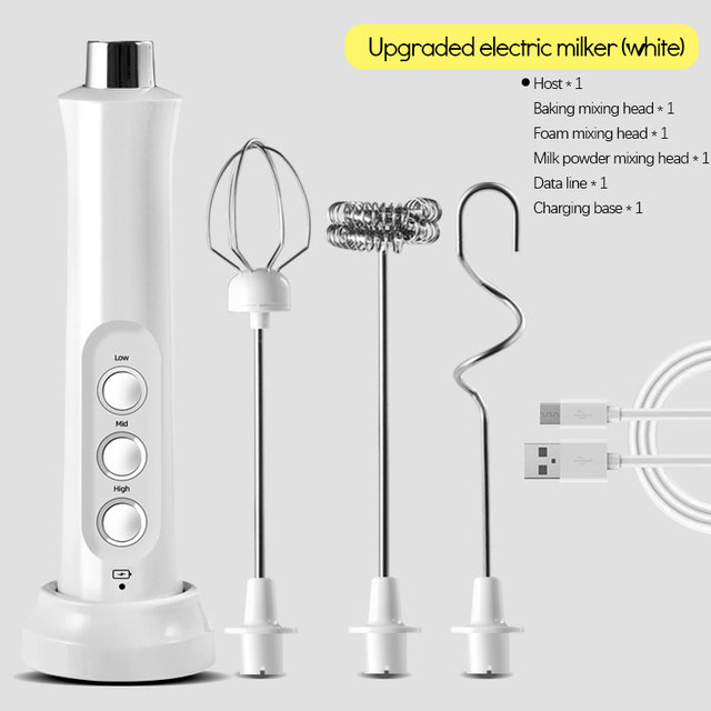 Kitchen  Dining room appliances USB Rechargeable Milk Frother Handheld Electric Mixer Foam Maker Stainless Whisk 3 Speed for Coffee Cappuccino