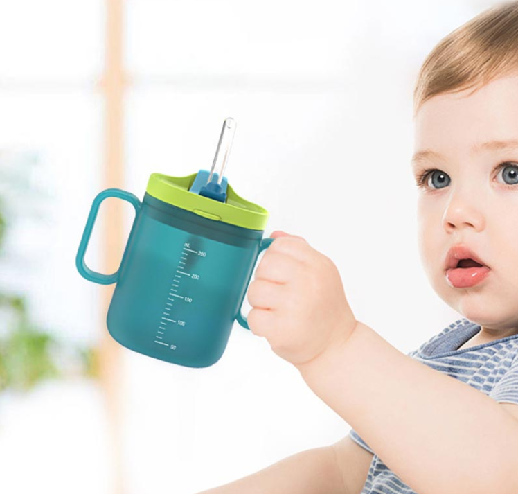 Child Learn Feeding Drinking Bottle Kids Training Cup with Straw Baby Duckbill Cup Sippy Cup Dual Purpose with Straw  BPA Free