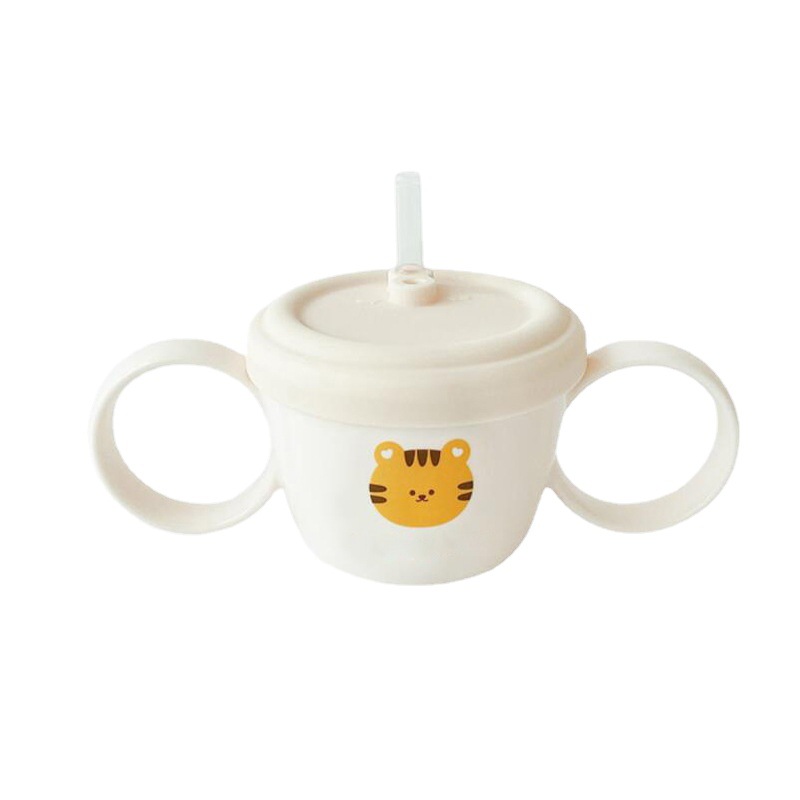 Ins Korean Cartoon Bear Rabbit Food Supplement Bowl Snack Cup Children's Dual-purpose Cup Infant Learning Drink Sippy Cup