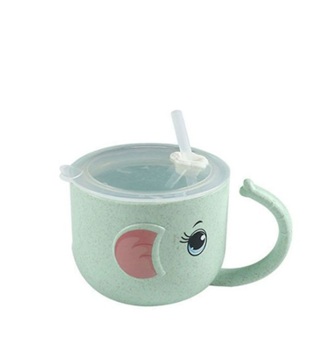 Cartoon children kindergarten with lid Bottle straw cup Water Glass Leak-proof