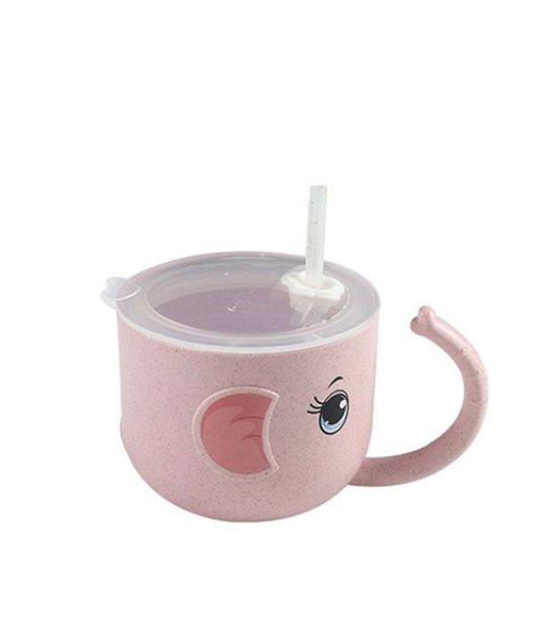 Cartoon children kindergarten with lid Bottle straw cup Water Glass Leak-proof