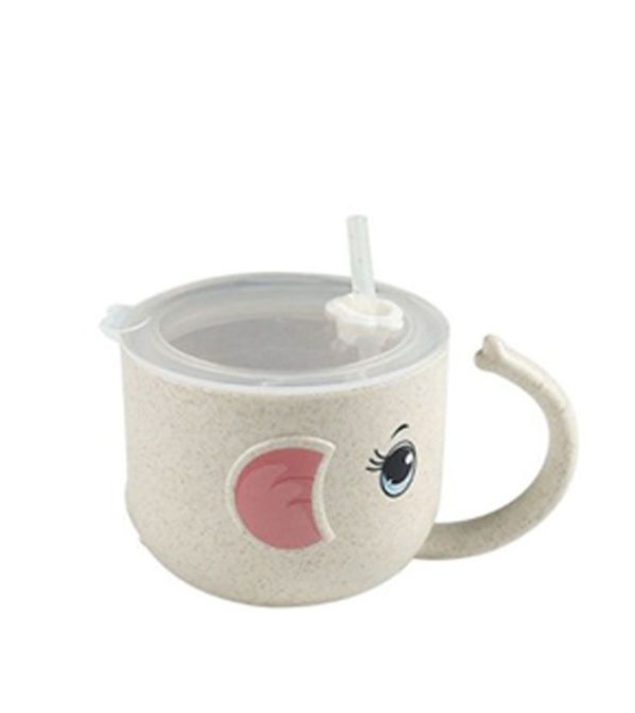 Cartoon children kindergarten with lid Bottle straw cup Water Glass Leak-proof