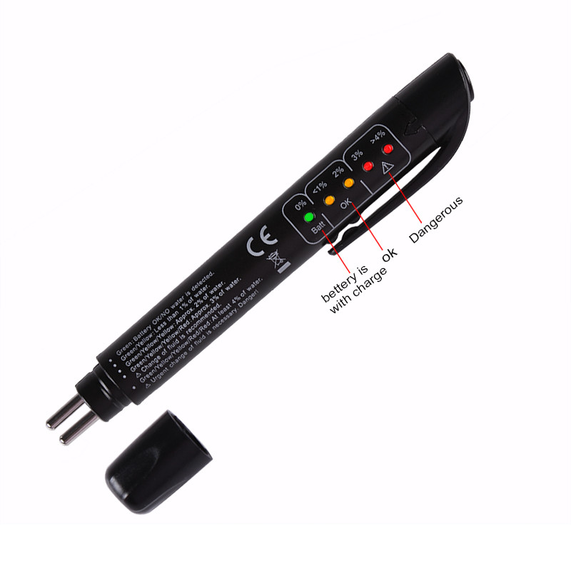 1pc Auto Liquid testing Brake Fluid Tester pen 5 LED indicator display for DOT3/DOT4 electronic pen brake fluid oil tester Digital