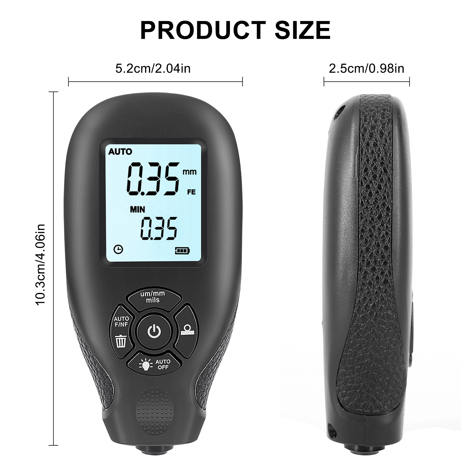 1pc HW-300 Coation Thickness Gauge 0-2000UM Car Paint Film Thickness Tester Car Coating Measuring Tools Automotive Paint DFT Meter