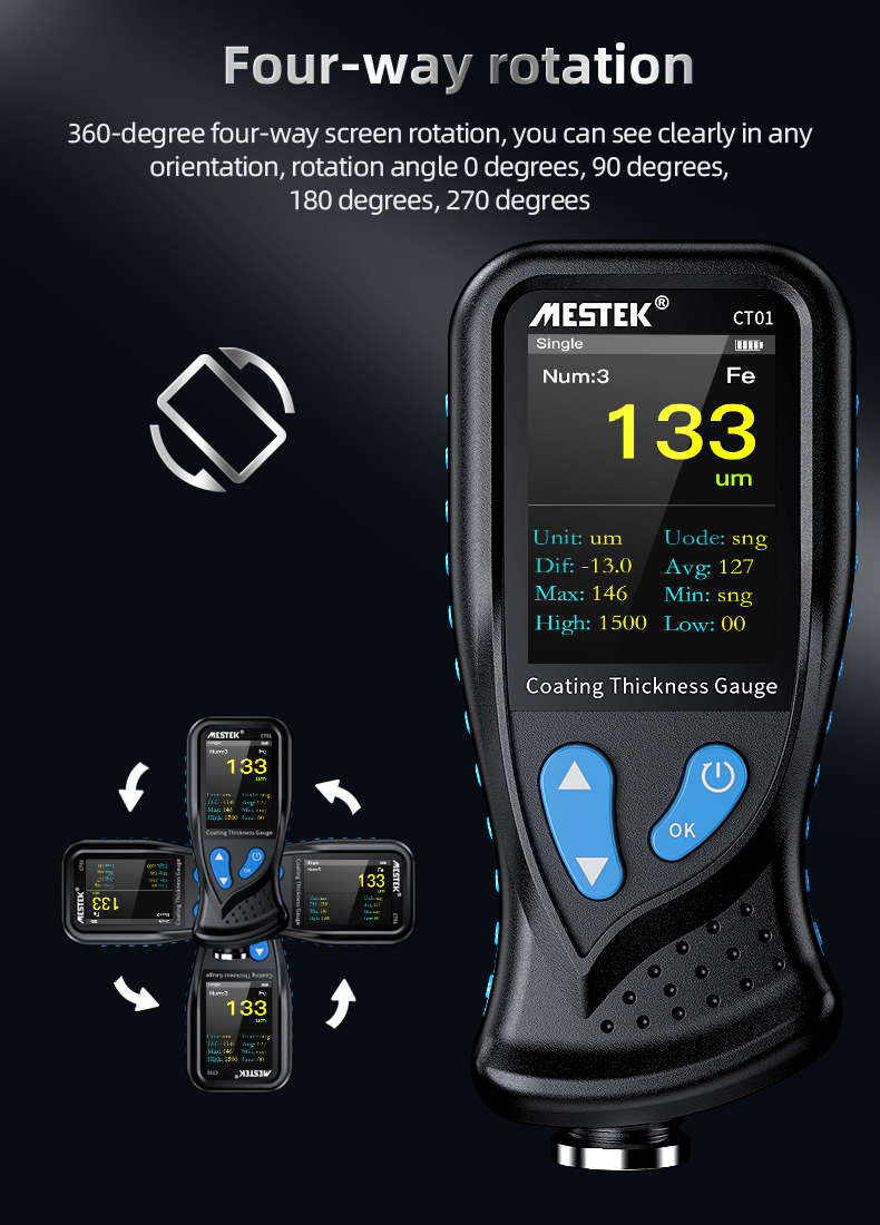 1pc Coating Thickness Gauge Auto Car Paint Measuring Device USB Charging LCD Screen Film Painting Thickness Tester For Car