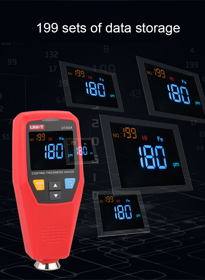 1pc UT343A Digital Car Coating Thickness Gauge Film Paint Tester Lacquer Meter Automotive Tools Measuring FE/NFE