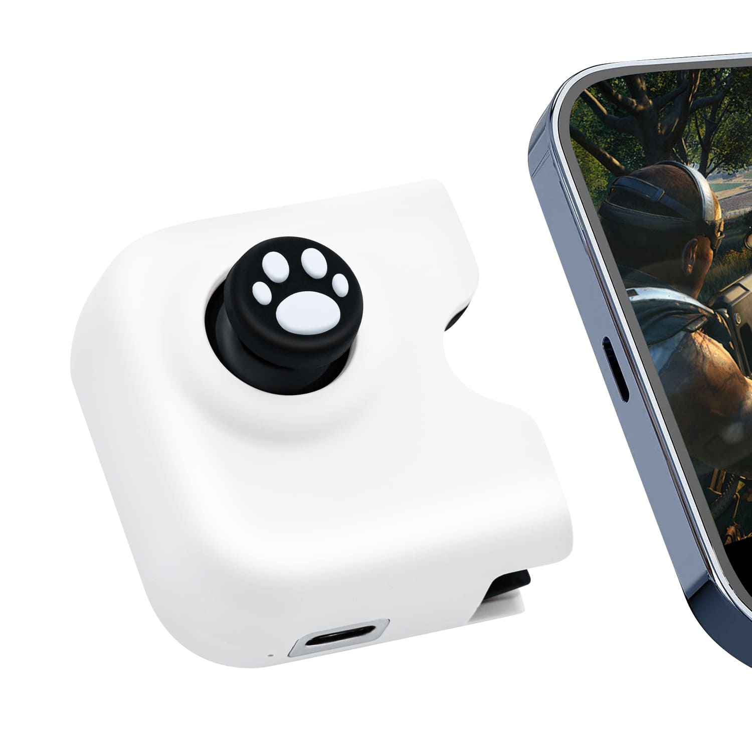 1pc One Hand Game Phone Grip Rocker Controller Gamepad Joystick for PUBG/LOL/Mobile Legends/CF/FIFA Games for Android Type-C - White