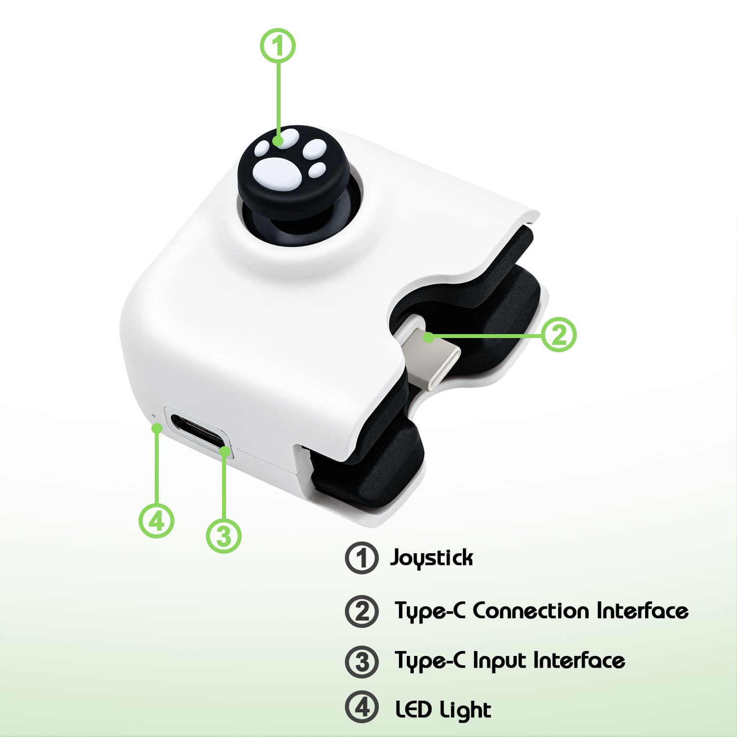 1pc One Hand Game Phone Grip Rocker Controller Gamepad Joystick for PUBG/LOL/Mobile Legends/CF/FIFA Games for Android Type-C - White