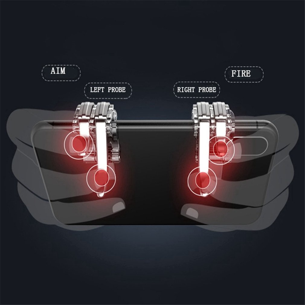 Metal Smartphone Mobile Gaming Trigger For Pubg Mobile Gamepad Fire Aim Button L1R1 Key Shooter Pubg Controller Triggers a pair