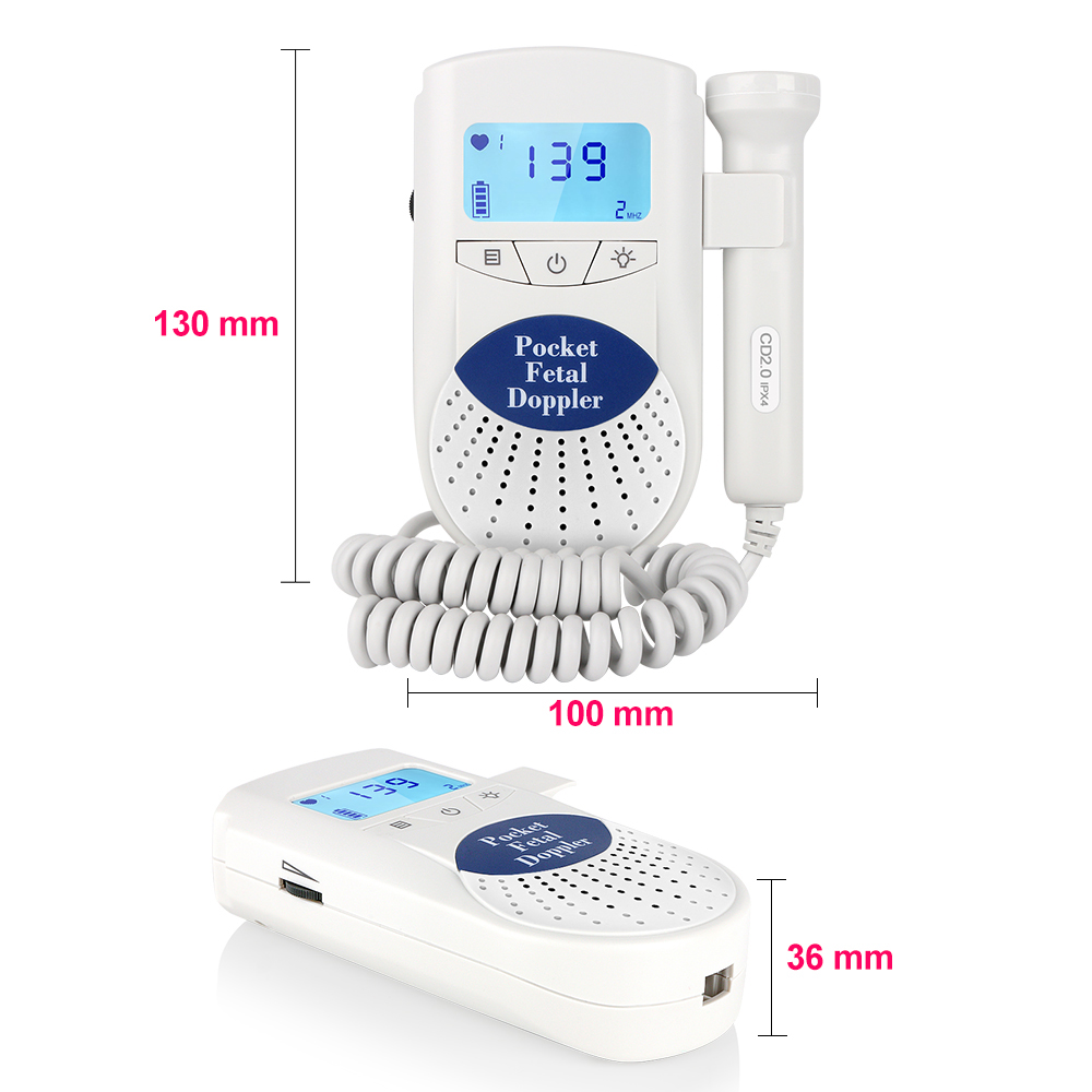 Household Fetal  Heart Rate Monitor Potable Baby Heart Detector Fetus Prenatal Heart Beat Detector Probe LCD