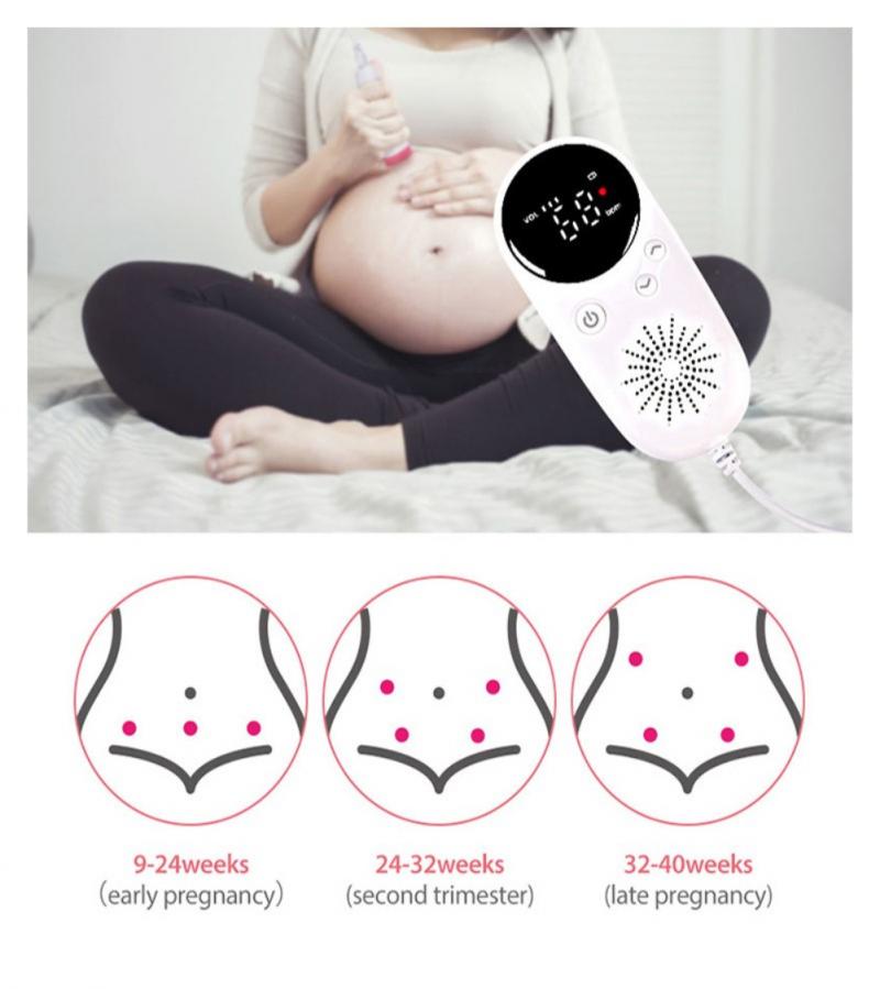 2.5MHz Fetal Heart Rate Detector LED Display Maternity Portable Doppler Fetal Heart Rate Monitor For Pregnant Women No Radiation