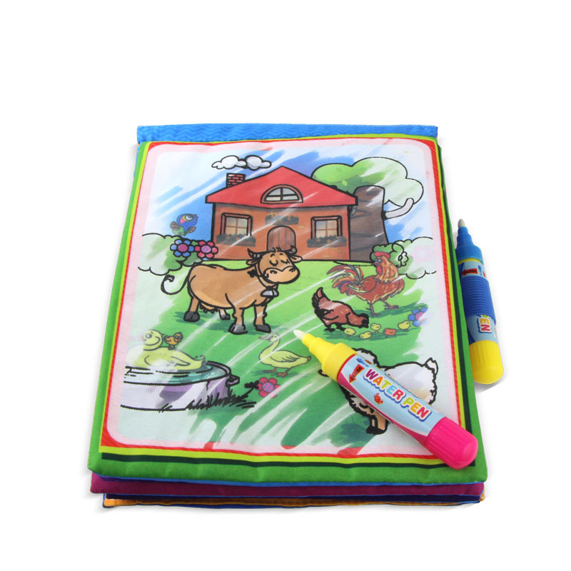 Animals Water Drawing Book &2 Magic Pen Water Coloring Board Doodle Mat For Kids Educational Learning toys