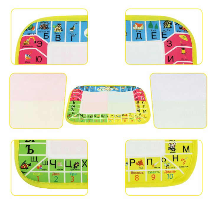 Kids Toys Magic Water Drawing Mat Russian Letter Coloring Book with Doodle Pen Drawing Set Educational Toys for Children Girls