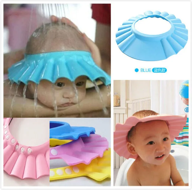 Baby Shower Soft Cap Adjustable Hair Wash Hat for Kids Ear Protection Safe Children Shampoo Bathing Shower Protect Head Cover