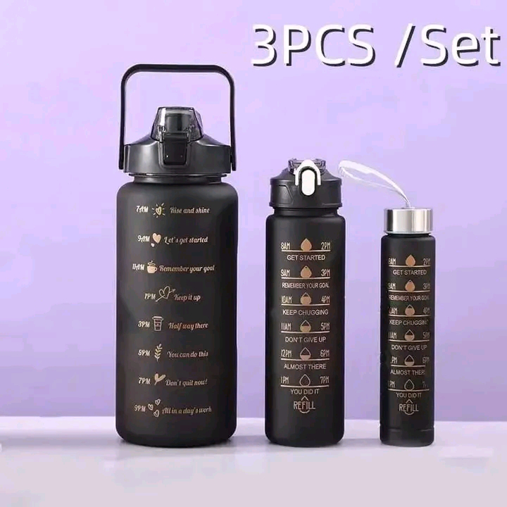[New Arrival]3pcs/Set Sports Large Capacity Water Bottle School Girl Children Kawaii Cute Drinking Cup for Male Female Jug Hiking Camping Cup 3in1 Motivational Water Bottle 3 Pcs Sports Water Bottle