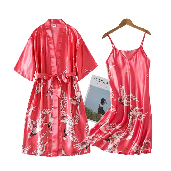 Fashion Women's Summer Mini Kimono Robe Lady Rayon Bath Gown Yukata Nightgown Sleepwear Sleepshirts Pijama Mujer Size S-XXXL
