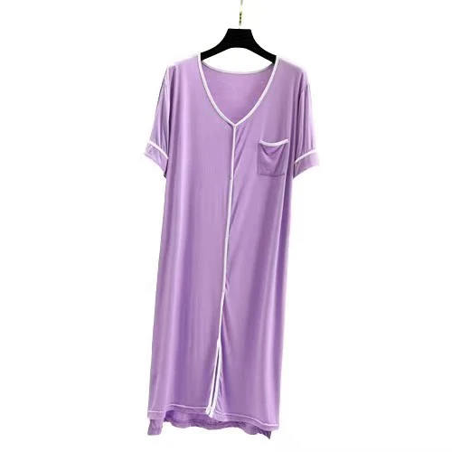 Long Nightgown Nightie Short Sleeve Summer Loose Home Dress Sexy Modal Lingerie Nightdress Leisure Sleepwear Women