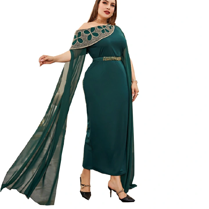 2022 Spring Autumn Women Elegant Vintage Plus Size Large Maxi Dresses V Neck Evening Party Long Sleeve Muslim Oversized Clothing