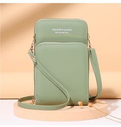 New Arrival New women's wallet solid color small diagonal bag mid-length summer all-match coin purse handbags Green one size
