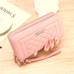 New Arrival Wallet Women's New Long Ladies Hand Casual Mobile Phone Bag Double Zipper Wallet Large Capacity Card Holder Pink 19*10*4.5cm