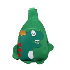 Children's backpack cartoon cute little dinosaur crossbody bag ultra light and large capacity zero wallet chest bag Green