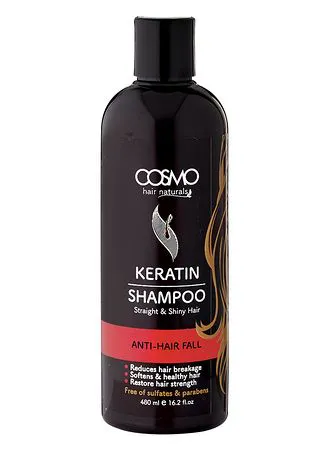 Cosmo Hair Natural Keratin Shampoo For Straight & Shiny Hair, 480 ml