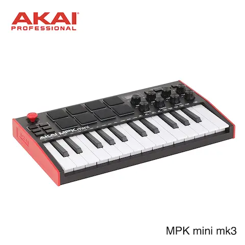 AKAI Professional MPK Mini MK3 - 25 Key USB MIDI Keyboard Controller With 8 Backlit Drum Pads, 8 Knobs Music Production Piano