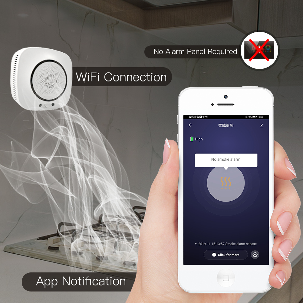 WiFi Smart CO Gas Sensor Carbon Monoxide Leakage Fire Security Detector Smart Life Tuya App Control Home Security System