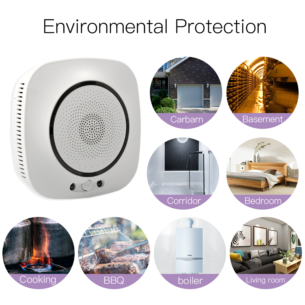 WiFi Smart CO Gas Sensor Carbon Monoxide Leakage Fire Security Detector Smart Life Tuya App Control Home Security System